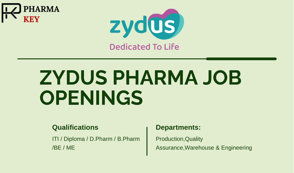 Pharma Job Openings in Gujarat at Zydus poster