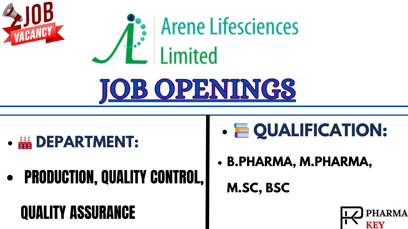 Arene Lifesciences Limited Job Openings for Pharma Professionals