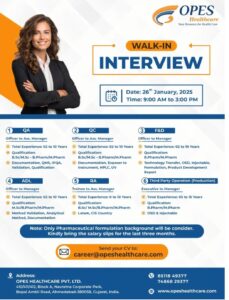 OPES Healthcare Pharma Job Openings – Walk-in Interview 2025