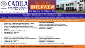 Cadila Pharmaceuticals job openings in Udaipur