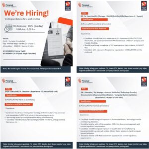 Piramal Pharma job opening walk-in drive February 2025.