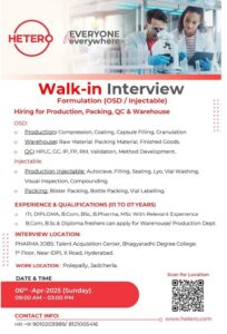 Hetero Job Openings – Pharma Jobs for Freshers & Experienced