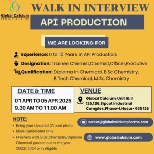 Global Calcium Job Openings – Pharma Jobs for API Production