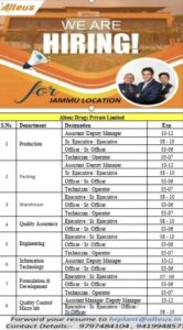Alteus Drugs Pharma Jobs – Job Openings