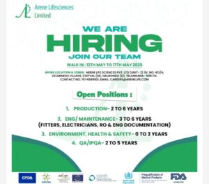 Job Opening Arene Lifesciences pharma jobs