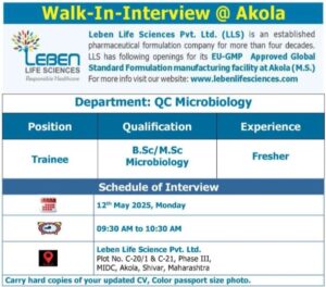 pharma jobs for Leben Life Sciences