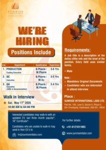 jobs at Sunrise International Labs