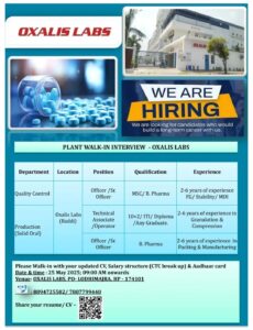 Job Opening at Oxalis Labs