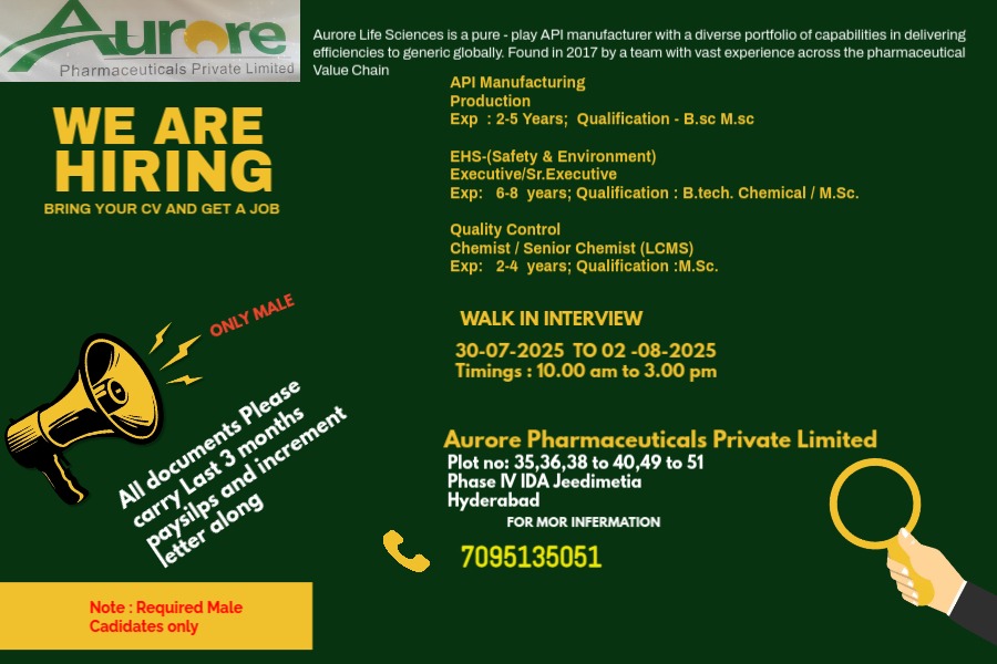 Aurore Pharmaceuticals pharma jobs