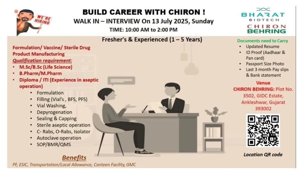 Job Opening at Chiron Behring – pharma jobs 2025