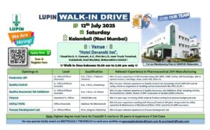 Lupin job opening – pharma jobs opportunity
