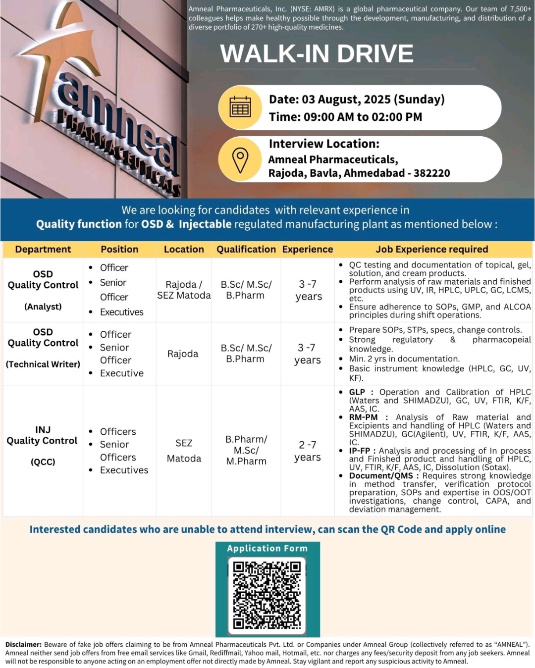 Job opening at Amneal