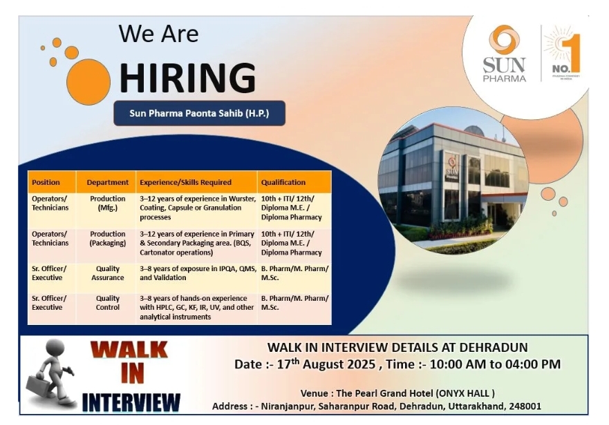 Sun Pharma pharma jobs