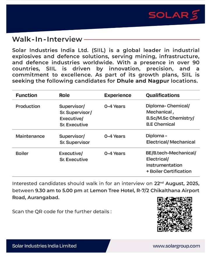 Job opening at Solar Industries