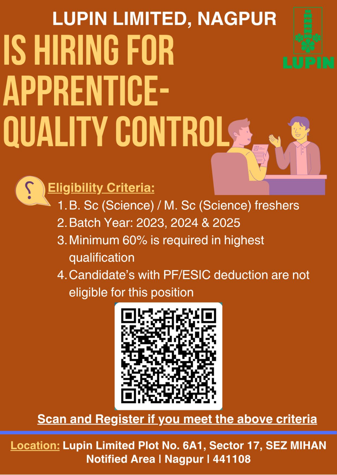 Lupin Hiring BSc MSc for pharma jobs – Apprentice QC