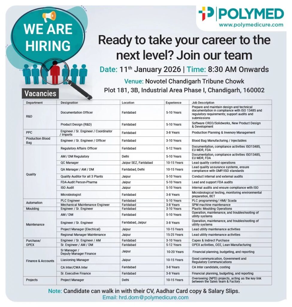 Polymed Pharma Jobs Walk In Interview