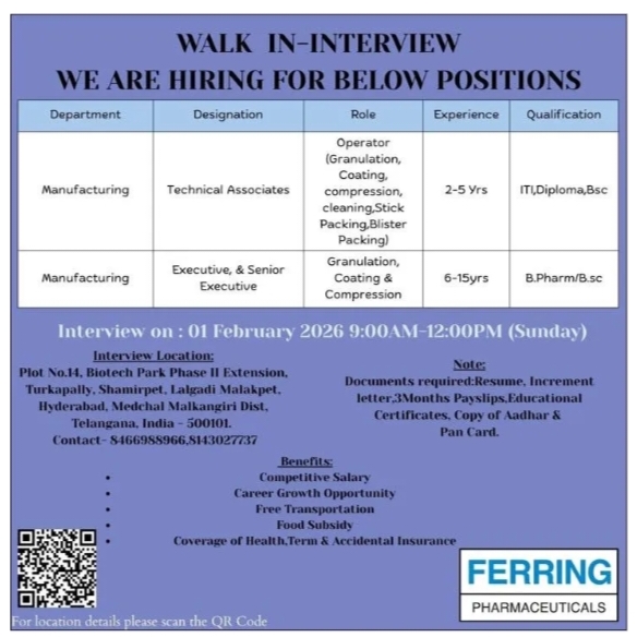 Ferring Pharmaceuticals Pharma jobs
