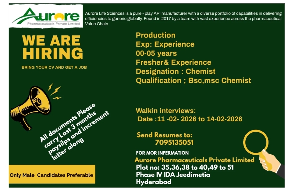 Aurore Pharma Jobs for Production