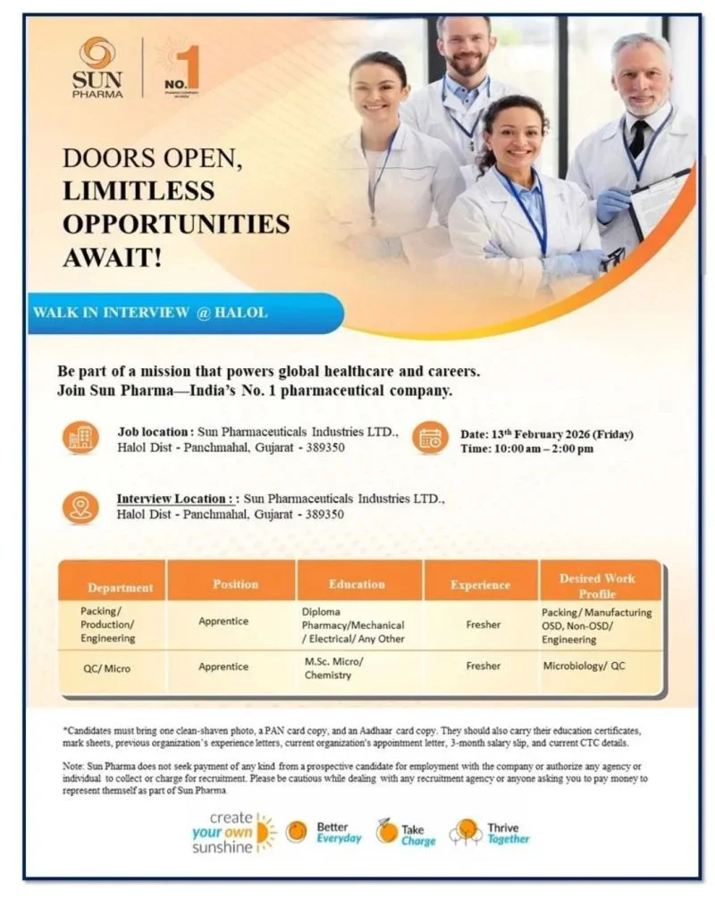 Sun Pharma Pharma jobs for Production QC Micro