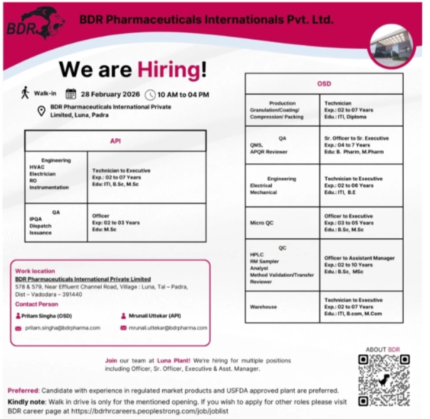 BDR Pharmaceuticals Pharma Jobs