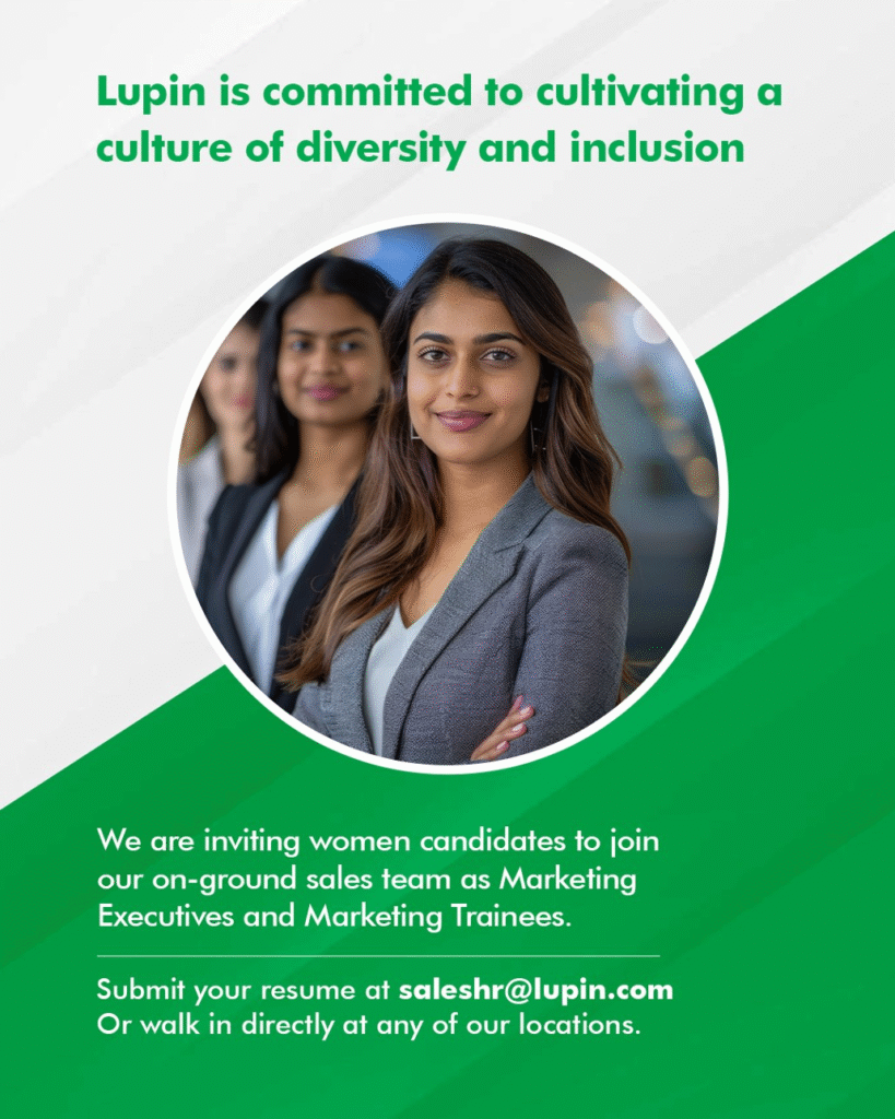 Lupin Pharma jobs for Marketing Sales BSc BPharm