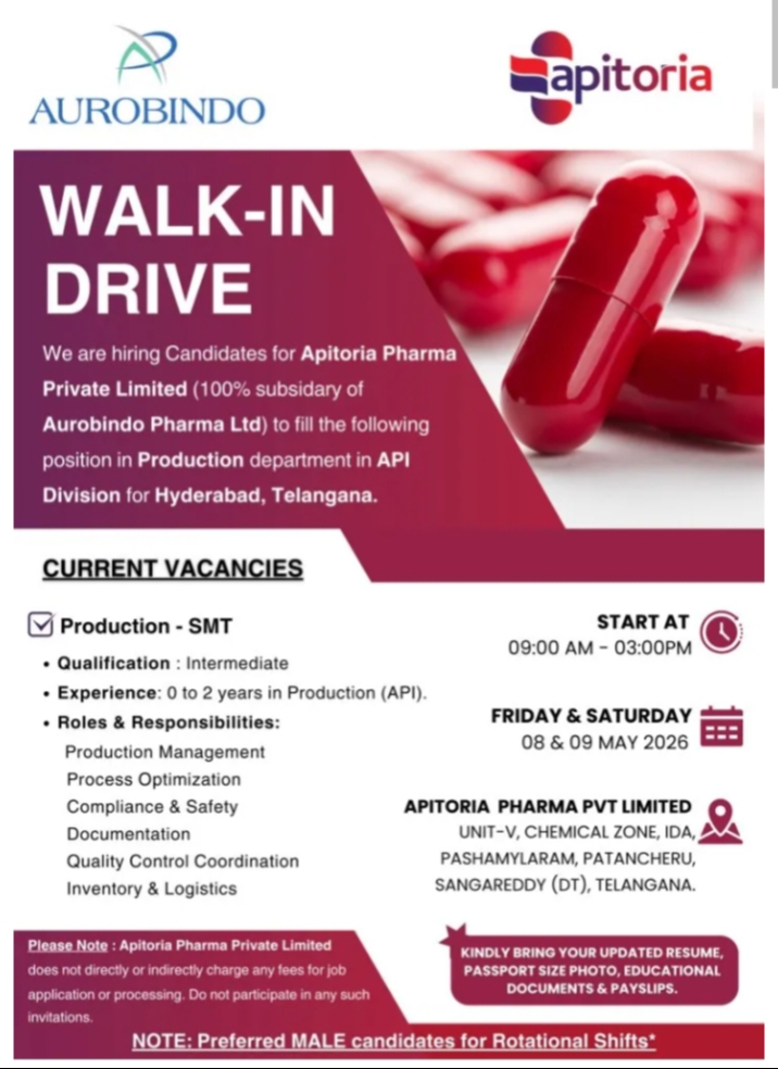 Apitoria Pharma Production Jobs 2026