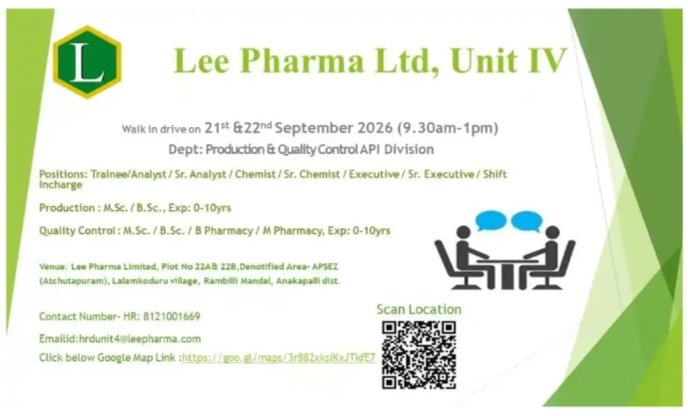 Lee Pharma Pharma Jobs