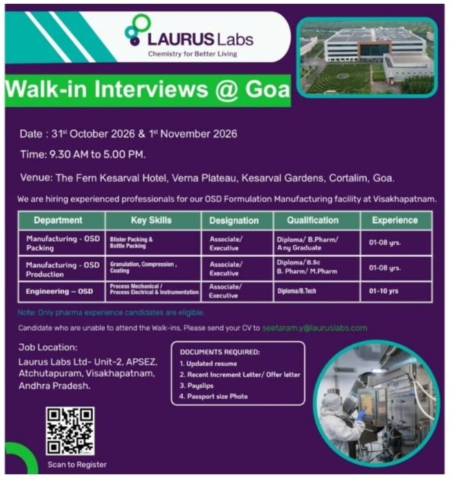Laurus Labs Pharma Jobs